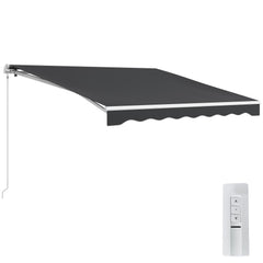 10' x 8' Electric Retractable Awning, Sun Shade Shelter，Remote Controller and Crank Handle for Deck, Balcony, Yard,