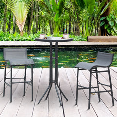 3 Piece Bar Height Outdoor Bistro Set for 2, Charcoal Gray