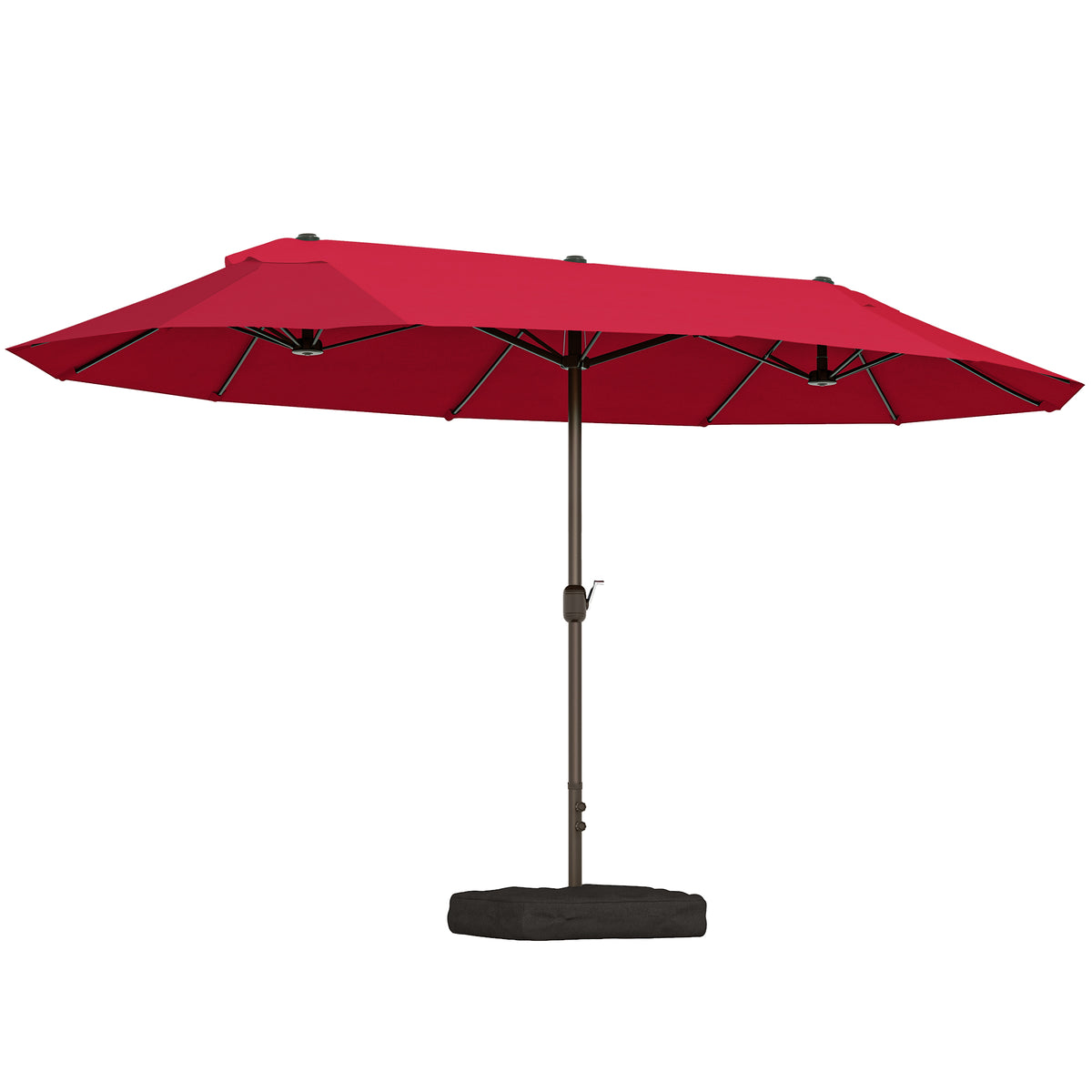 Patio Umbrella 15' Steel Rectangular Outdoor Double Sided Market with base, Sun Protection & Easy Crank for Deck Pool Patio, Wine Red