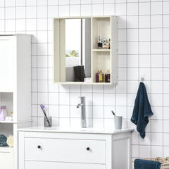 24.75" x 25.5" Bathroom Medicine Cabinet with Mirror, Storage Shelf, Over Toilet Bathroom Cabinet Wall Mounted for Living Room and Laundry Room, White