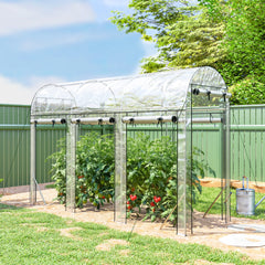 Walk-in Tunnel Greenhouse, Hoop House Greenhouse with 8 Roll-Up Doors, 10' x 3' x 6.5', Clear