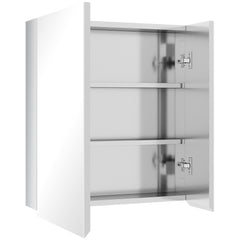 Wall Mounted Bathroom Medicine Cabinet with Hinged Door Storage Shelves for Living Room and Laundry Room Silver