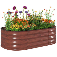 3.4' x 2' x 1' Galvanized Raised Garden Bed Kit, Metal Planter Box with Safety Edging, Brown
