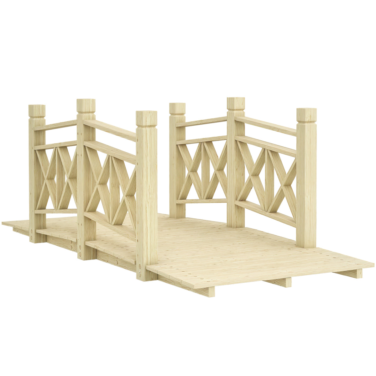 5 ft. Wooden Garden Bridge Footbridge for Backyard Ponds, Creeks, Streams, Nature Wood