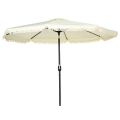 9' Patio Umbrella with Push Button Tilt and Crank Outdoor Double Top Market Umbrella, Cream White