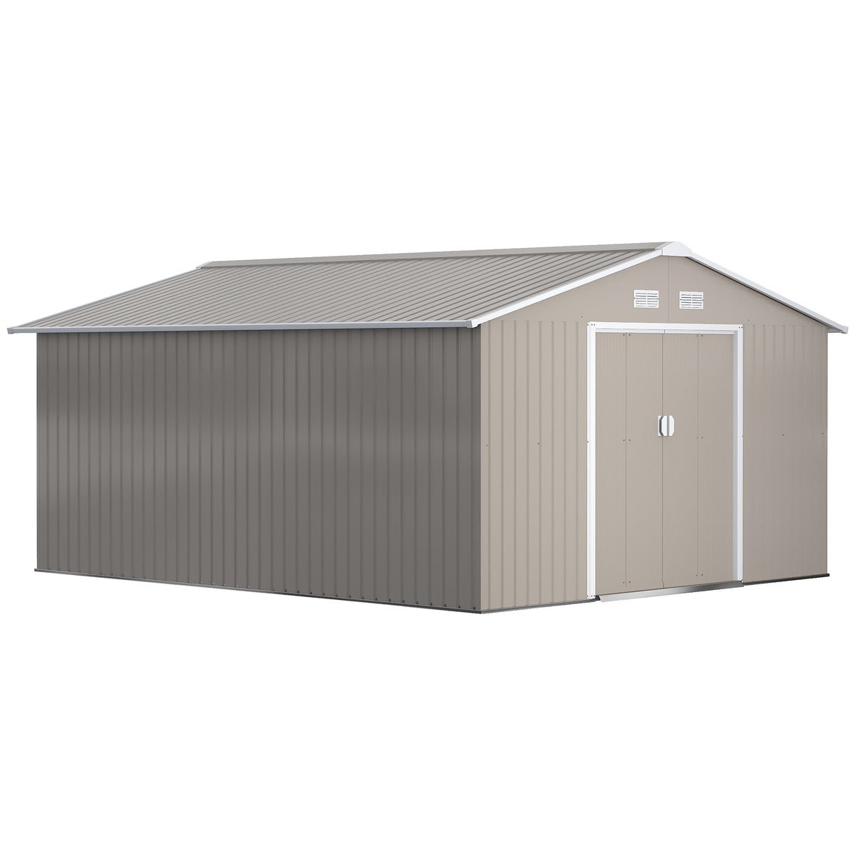 Garden Metal Shed, Storage Shed Utility Storage with Double Locking Doors for Bike, Yard Tools, Light Gray