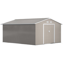 Garden Metal Shed, Storage Shed Utility Storage with Double Locking Doors for Bike, Yard Tools, Light Gray