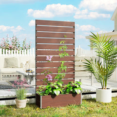 Trellis Planter for Climbing Plants, Raised Garden Bed with Trellis, Planter Box for Outdoor Garden, Light Brown