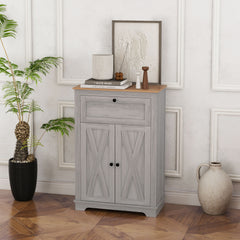 Farmhouse Sideboard Storage Cabinet with Doors and Drawer for Kitchen, Living room, 23.5"x11.75"x34.5", Light Gray