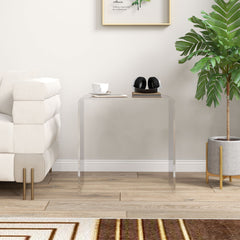 Modern Acrylic End Table, Waterfall Side Table with Rounded Edges and Storage for Small Spaces, 21" x 12" x 21", Clear