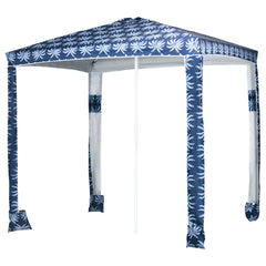 Quick Beach Cabana Canopy Umbrella, 6.5' Easy-Assembly Sun-Shade Shelter with Sandbags and Carry Bag, Cool UV50+ Fits Kids & Family, Blue Coconut Palm