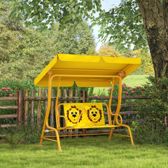 Kids Patio Swing Chair with Adjustable Canopy, Safety Belt for Patio, Garden, Poolside, Balcony, Yellow