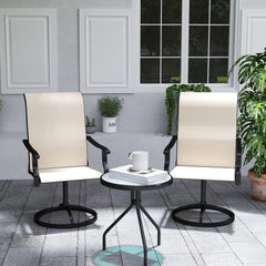 Patio Swivel Chairs Set of 2, High Back Patio Dining Chairs with All-Weather Mesh for Backyard, Lawn, Garden, Beige