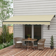 12' x 10' Retractable Awning, 280gsm UV Resistant Sunshade Shelter for Deck, Balcony, Yard, Beige