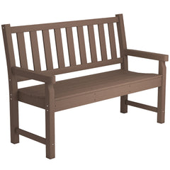 2-Person Garden Bench, HDPE Outdoor Bench with 530 lbs Capacity, Curved Seat for Backyard, Park, Porch, Lawn, Brown