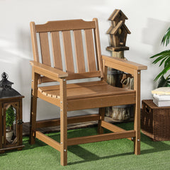 All-Weather Patio Chair, HDPE Patio Dining Chair, Heavy Duty Wood-Like Outdoor Furniture for Garden, Backyard, Deck, Porch, Lawn, Brown