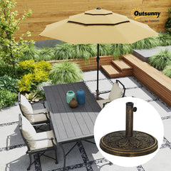 Round Patio Umbrella Base, 26 lbs Resin Outdoor Umbrella Stand Base, Patio Umbrella Stand for 1.3"/1.5"/1.9" Umbrella Poles for Outdoor, Lawn, Poolside, Bronze
