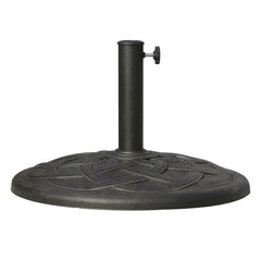 22" 42 lbs Round Resin Umbrella Base Stand Market Parasol Holder with Beautiful Decorative Pattern & Easy Setup, for Φ1.5", Φ1.89" Pole, for Lawn, Deck, Backyard, Garden, Bronze