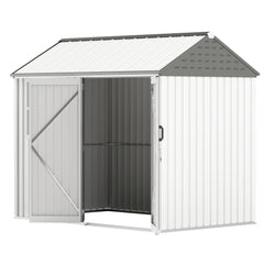8' x 6' Metal Garden Storage Shed, Extra Large Outdoor Tool Storage House w/ Doors, Window and Air Vents, White