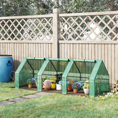 9' x 3' x 3' Mini Greenhouse with Zippered Doors & Roll-up Windows, Portable Plant Hot House with Durable PE Cover, Water Resistant, UV Protected for Outdoor Flowers, Vegetables, Green