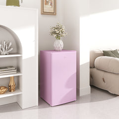 3.2 Cu.Ft Mini Fridge with Freezer, Single Door Compact Refrigerator with Adjustable Thermostat, Reversible Door, Pink