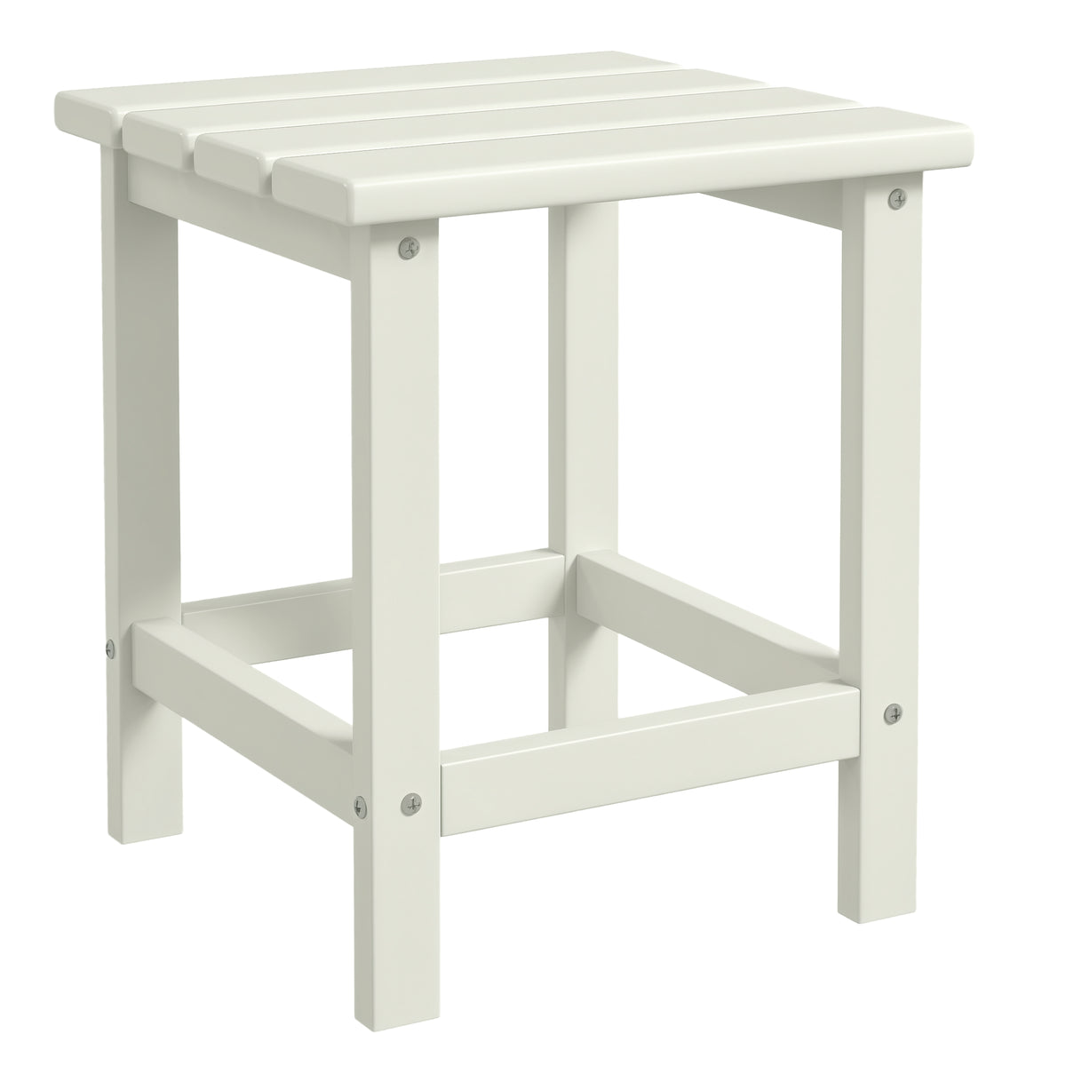 Adirondack Side Table, Square Patio End Table, Weather Resistant 15" Outdoor HDPE Table for Porch, Pool, Balcony, White