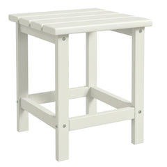 Adirondack Side Table, Square Patio End Table, Weather Resistant 15" Outdoor HDPE Table for Porch, Pool, Balcony, White