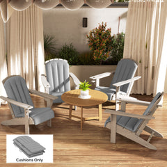 Set of 4 Outdoor Chair Cushions, High Back Adirondack Chair Cushion with Ties, High-Density Foam, Gray