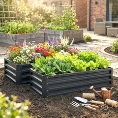 Galvanized Raised Garden Bed, 4' x 2' x 1' Metal Planter Box, for Growing Vegetables, Flowers, Herbs, Succulents, Gray