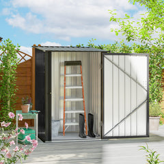 Outdoor 3.3' x 3.4' Lean-to Garden Storage Shed, Galvanized Steel Tool House with Lockable Door for Patio, Dark Gray
