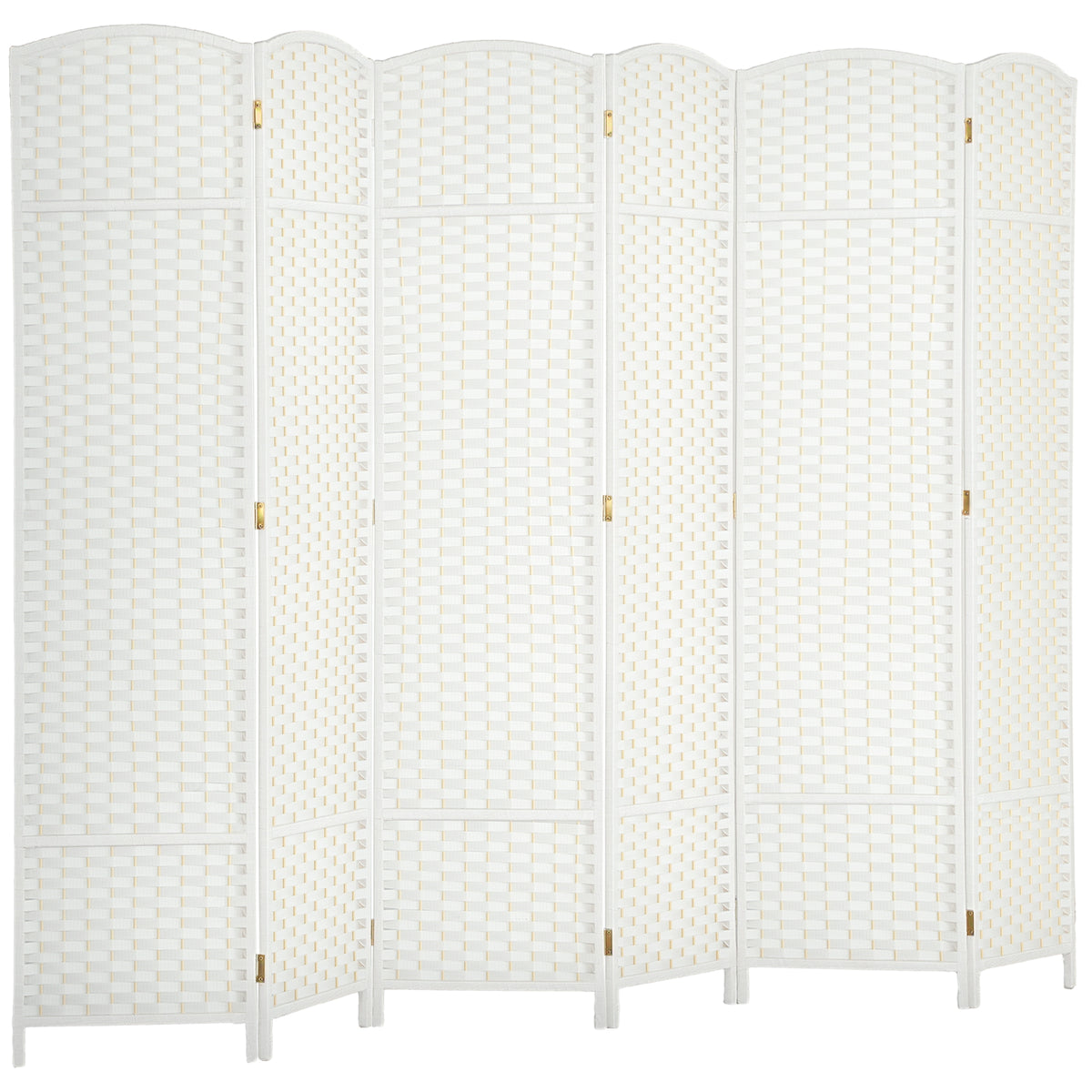 Folding Room Divider Screen 6 Panel 5.6 ' Tall Privacy Screen Freestanding Room Partition for Home Office, White