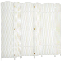 Folding Room Divider Screen 6 Panel 5.6 ' Tall Privacy Screen Freestanding Room Partition for Home Office, White