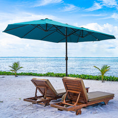 Patio Umbrella 15ft Double-Sided Outdoor Market Extra Large Umbrella with Crank Handle for Deck, Lawn, Backyard and Pool, Blue