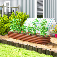 7.9' x 2' x 1' Galvanized Raised Garden Bed Kit, Metal Planter Box with Safety Edging, Brown