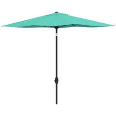 6.5' x 10' Rectangular Market Umbrella, Patio Outdoor Table Umbrella with Crank and Push Button Tilt, Teal