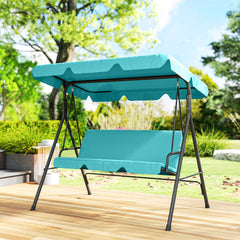 3-Seat Outdoor Patio Swing Chair with Removable Cushion, Steel Frame Stand and Adjustable Tilt Canopy for Patio, Garden, Poolside, Balcony, Backyard, Green