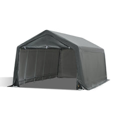 12' x 20' Carport Portable Garage, Heavy Duty Storage Tent, Patio Storage Shelter w/ Anti-UV PE Cover and Double Zipper Doors, for Motorcycle Bike Garden Tools, Gray