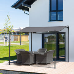 10' x 13' Outdoor Pergola Gazebo, Steel Patio Canopy with Weather-Resistant Fabric and Drainage Holes, Gray