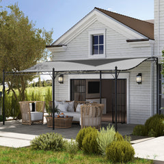 10' x 16' Wall-Mounted Outdoor Pergola Canopy, Metal Patio Canopy with Drainage Holes for Backyard Garden, Dark Gray