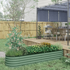 7.9' x 2' x 1.4' Galvanized Raised Garden Bed Kit, Metal Planter Box with Safety Edging, Green