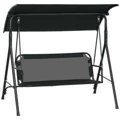 3-Seat Outdoor Patio Swing Chair w/ Cushion, Steel Frame Stand, Adjustable Tilt Canopy for Patio, Garden, Black 1