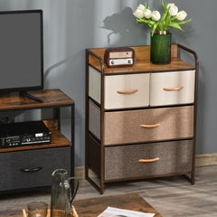 4-Drawer Dresser, 3-Tier Storage Tower with Steel Frame for Bedroom, Nursery Room, Multicolored