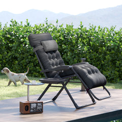 Padded Zero Gravity Chair, Folding Recliner Chair with Cup Holder Cushion, Black
