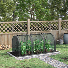9' x 4' Crop Cage, Plant Protection Tent with Three Zippered Doors, Storage Bag and 4 Ground Stakes, for Garden, Yard, Lawn, Black