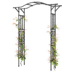 Garden Arch, PE-Coated Steel Garden Arch Trellis with Extended Top, Black