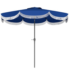 9FT Patio Umbrella, UPF 30+ Outdoor Market Umbrella with Crank, 8 Ribs, Push Button Tilt, Vented for Patio Deck Backyard Lawn, Navy Blue