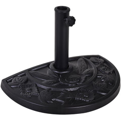20lbs Half Round Patio Umbrella Base Outdoor Decorative Resin Parasol Stand Holder for Φ1.5", Φ1.9" Pole, Black