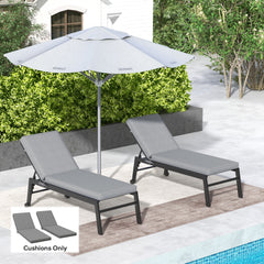 2-Piece Patio Chair Cushions with Backrests, Replacement Cushions for Outdoor Lounge Chair, Gray
