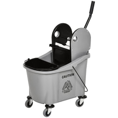 9.5 Gallon (38 Quart) Mop Bucket with Wringer Cleaning Cart, 4 Moving Wheels, Mop-Handle Holder & 2 Separate Buckets, Gray