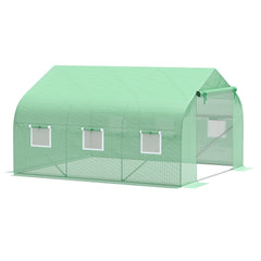 11.5' x 10' x 6.5' Outdoor Portable Walk-In Tunnel Greenhouse with Windows, Green